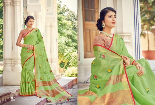 Sangam Sushmita Festive Wear Linen Embroidery Saree Collection